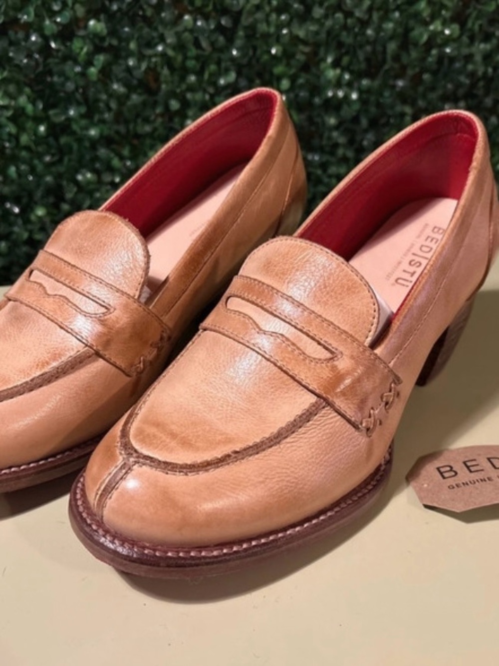 BEDSTU Liberty Bone Rustic Leather Block Heel Loafer - Picture 2 of 14